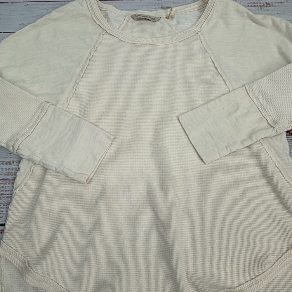 Soft Surroundings Women’s size Medium Cream Waffle Knit Thermal Wayfarer Tunic - Picture 9 of 14